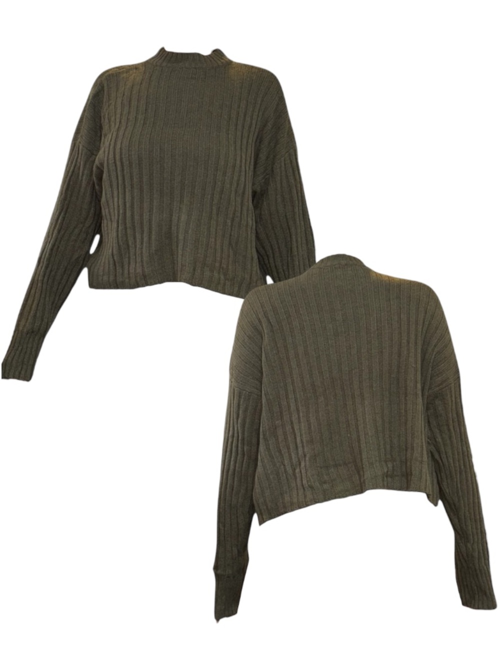 American Eagle Outfitters Dark Green Ribbed Turtleneck Sweater